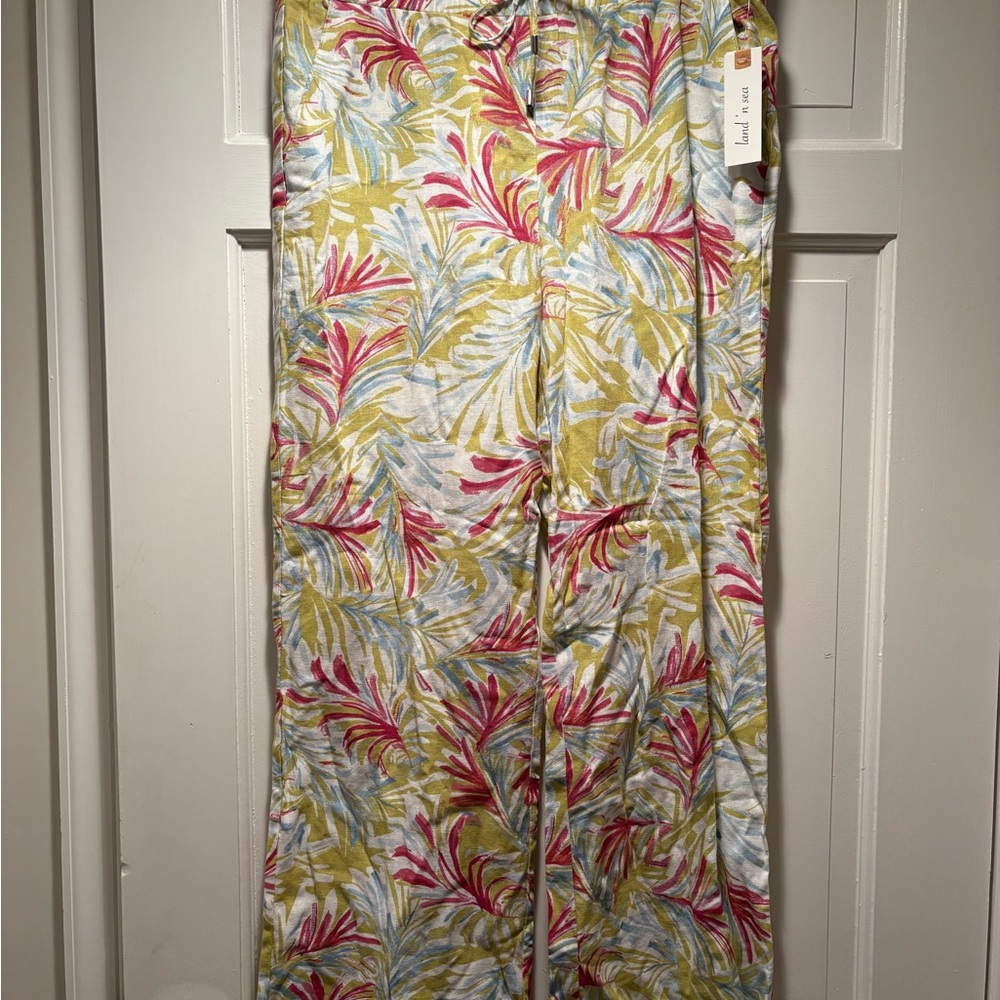 Leaf & Love Women's Linen- blend Floral Trousers - Multicolor